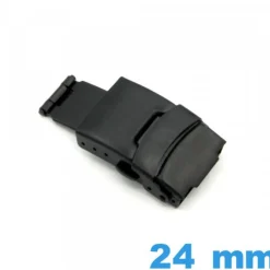 Boucle Noir Acier déployant 24 mm bouton