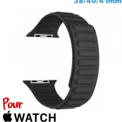 Bracelet Cuir Micro Fibre 38 mm Anthracite de montre Apple Watch