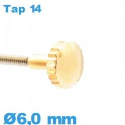 Couronne Remontoir Montre TAP 14 tube long / 6,0 mm - Doré