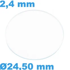 Verre 24,50 mm Plat Saphir de montre Circulaire épaisseur 2,4 mm inrayable