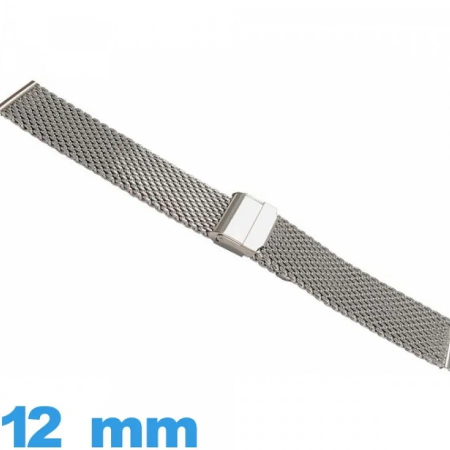 Bracelet Métal|Bracelet Maille Milanaise-Bracelet  argenté 12 mm Maille tressé de montre