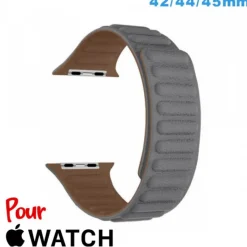 Accessoire Apple Watch-Bracelet 42mm Gris montre pour Apple Watch Cuir Micro Fibre