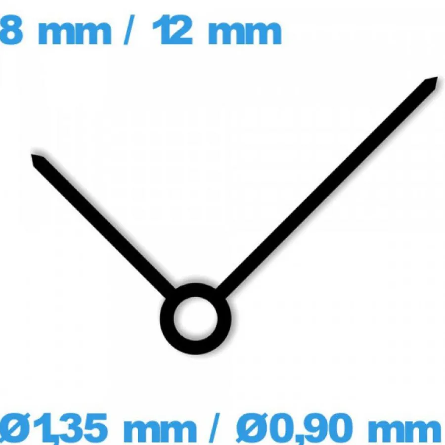 Ensemble D'aiguille (paire)-Jeu d'aiguille cadran central (Ø1,35 mm / Ø0,90 mm) de mouvement de montre - noir